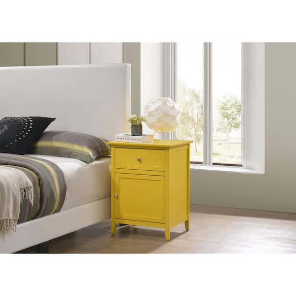 AndMakers Lzzy 1-Drawer Yellow Nightstand (25 in. H x 19 in. W x 15 in. D)