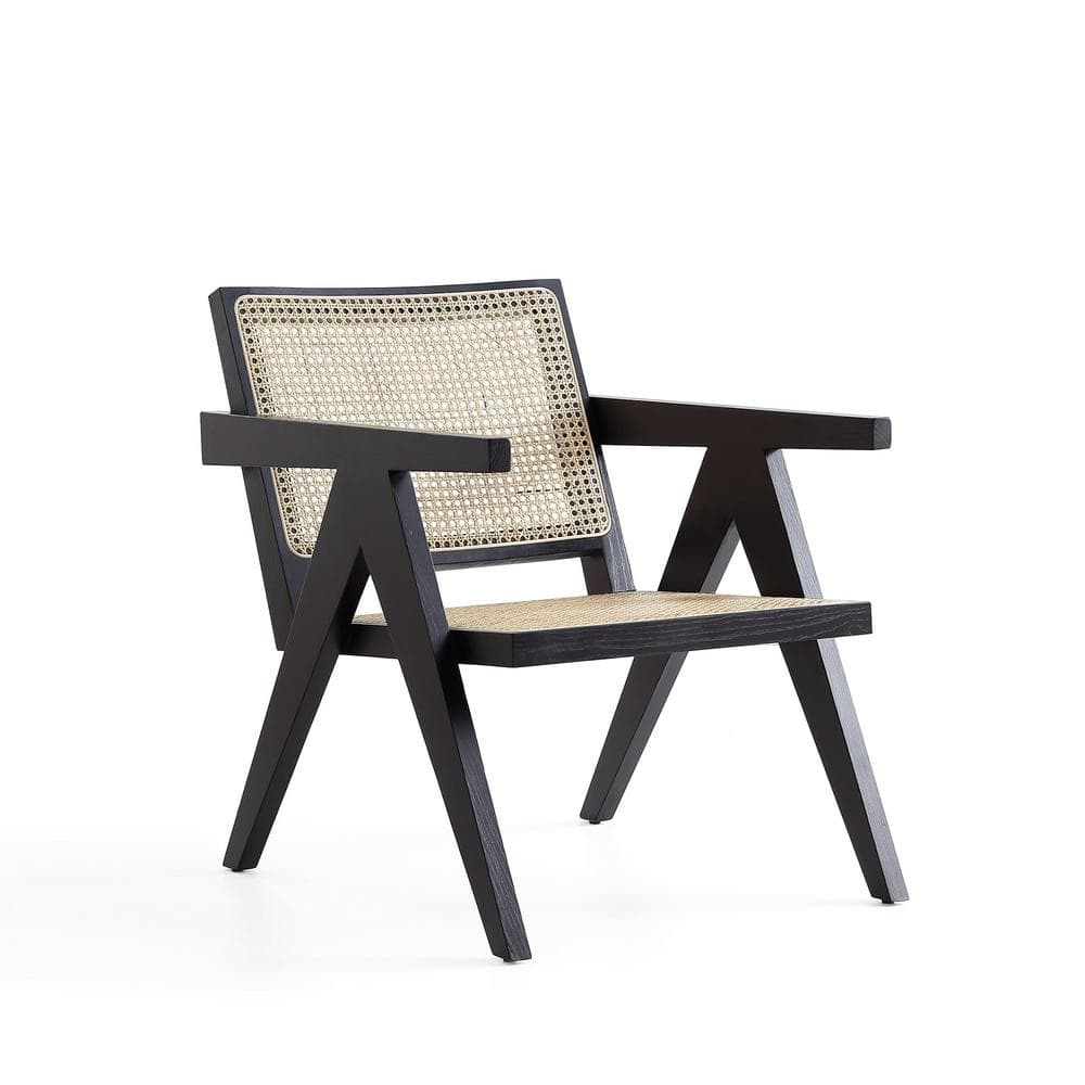 Hamlet Black and Natural Cane Wood Accent Armchair
