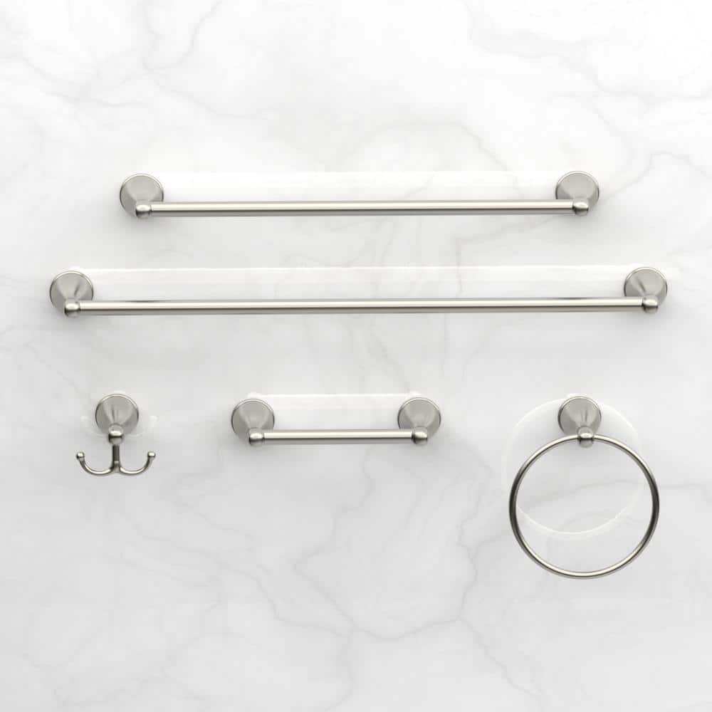 Brushed Nickel 24" Bathroom Hardware Set with Towel Bar