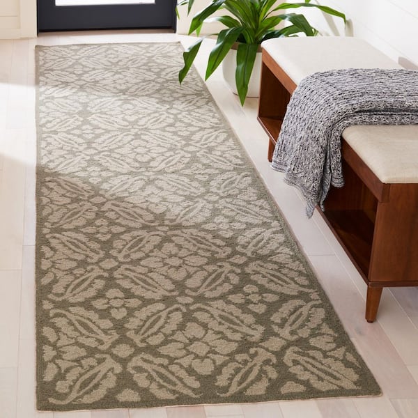 Chelsea 3 ft. x 10 ft. Sage Medallion Geometric Diamond Runner Rug