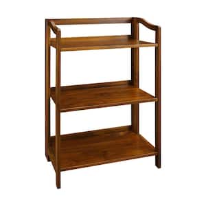 36 in. Warm Brown Wood 3-shelf Etagere Bookcase with Open Back