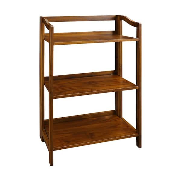 Casual Home 36 in. Warm Brown Wood 3-shelf Etagere Bookcase with Open Back