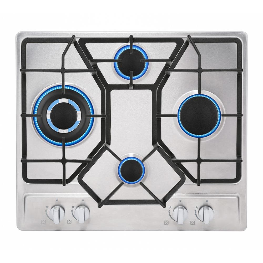 Empava 24 in. Gas Cooktop in Stainless Steel with 4 Burners including Power Burners, Silver