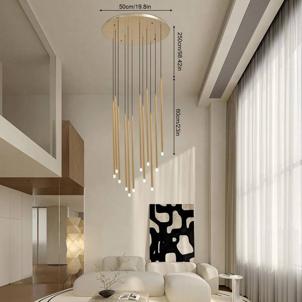 OUKANING 19.68 in. 12-Light Gold Modern Linear Integrated OUKANING 19.68 in. 12-Light Gold Modern Linear Integrated