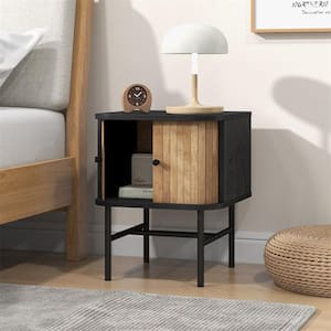 Black 0-Drawer 16 in. W Nightstand with Cabinet