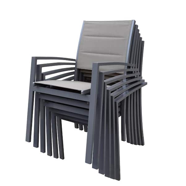 Unbranded Padded Sling Aluminum Outdoor Dining Chair 6-Pack
