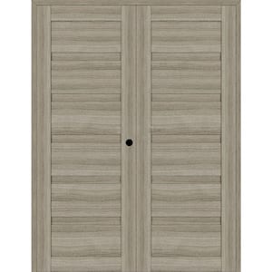 Louver 56 in. x 95.25 in. Left Active Shambor Wood Composite Double Prehung Interior Door