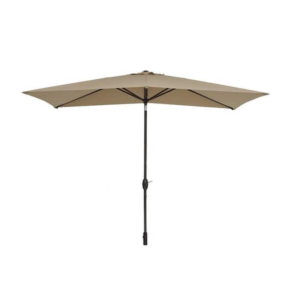 Unbranded 10 ft.x 7 ft. Rectangle Solution-Dyed Fabric Aluminum Market Patio Umbrella in Sand Color