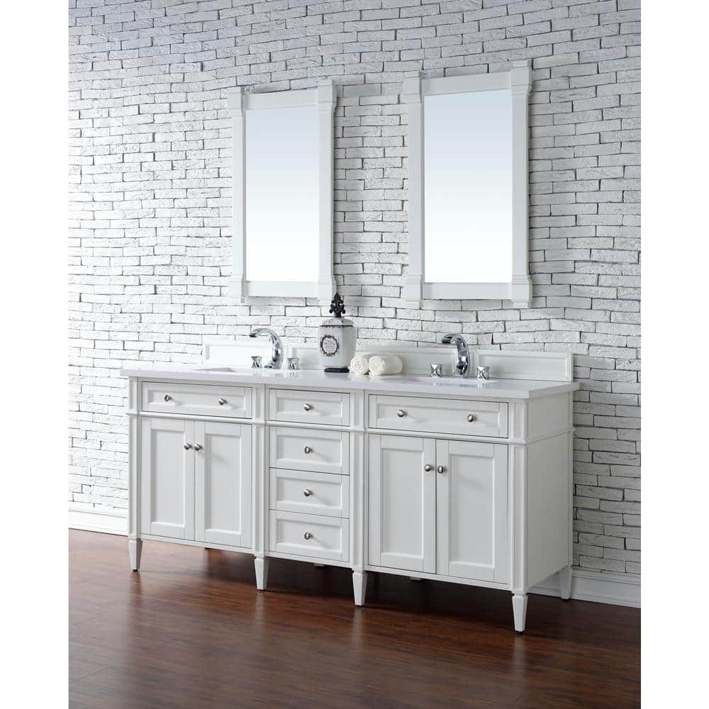Brittany 72.0 in. W x 23.5 in. D x 34 in. H Double Bath Vanity in Bright White with White Zeus Silestone Quartz Top price history on PriceWatchPro