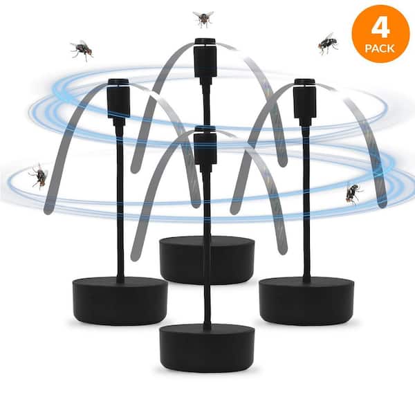 Black USB-C Rechargeable Portable Fly Fan with Holographic Blades and Soft Stop Technology, 4-Pack