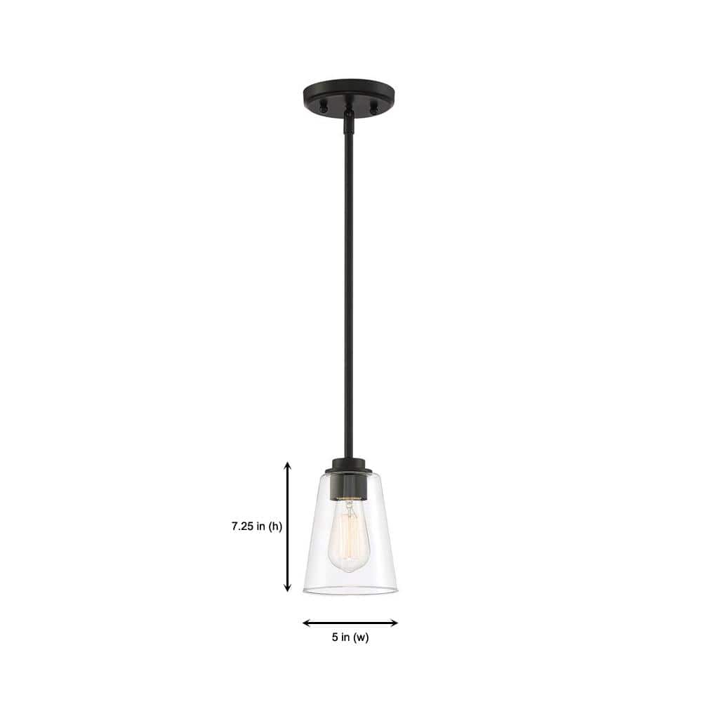 Westin 7.25" Matte Black Mini Globe Pendant with Clear Glass