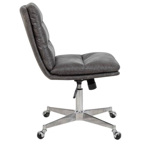 Dark Brown PU Leather Armless Office Chair