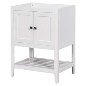 Borla 24 in. W x 17.8 in. D x 33 in. H Bath Vanity Cabinets without Tops, with Cabinet and shelf, Wood Frame in White