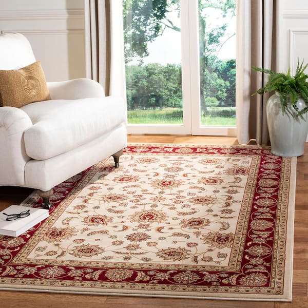 Majesty 8 ft. x 10 ft. Cream/Red Ornate Border Area Rug