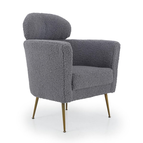 PHI VILLA Grey Upholstered Accent Armchair with Detachable 