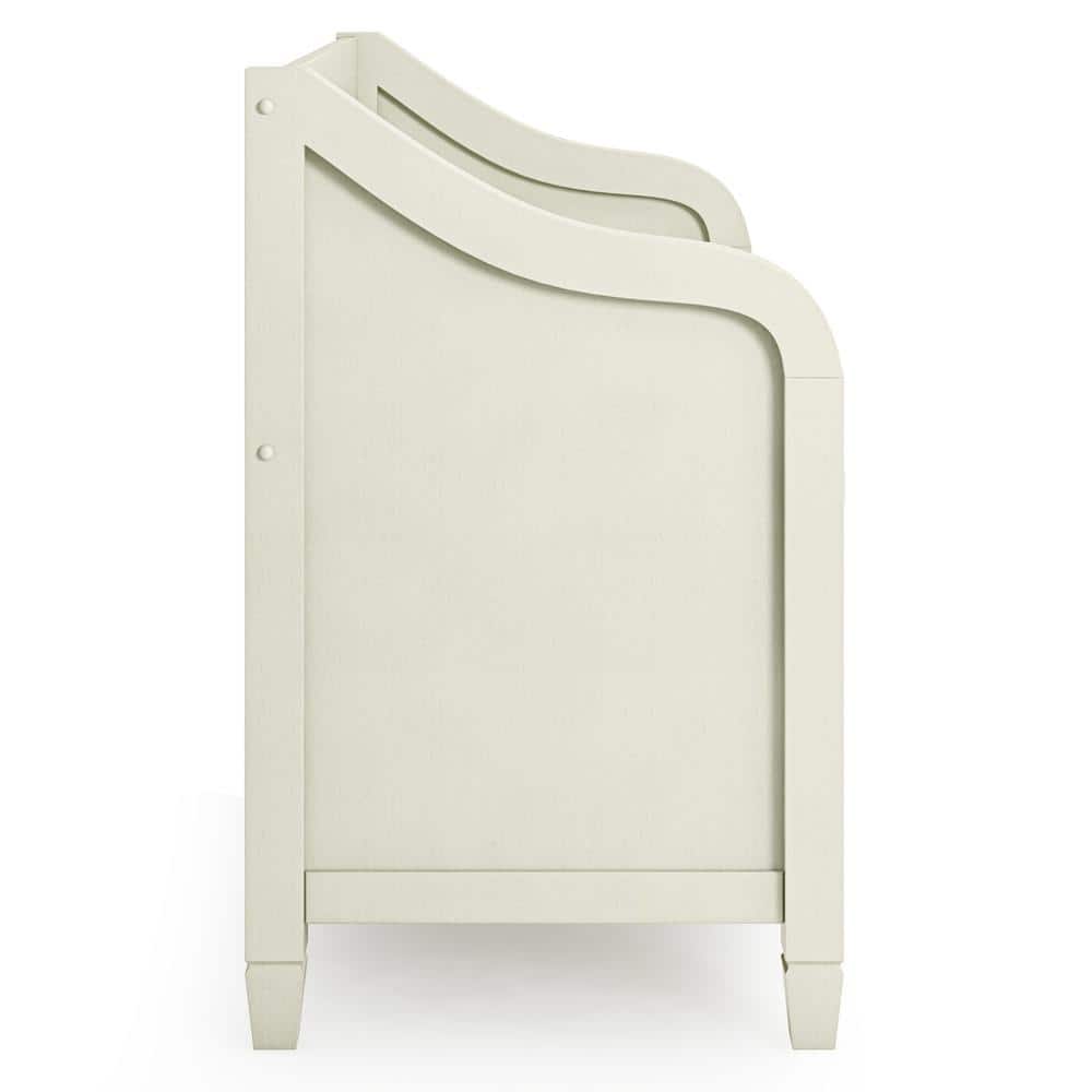Antique White Solid Wood Entryway Storage Bench with Flip-Top Lid