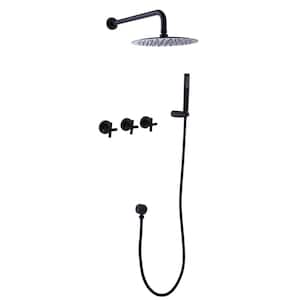 3 Handles 2-Spray Fixed and Handheld Showerheads 3.2 PGM with Hand Shower in Matte Black