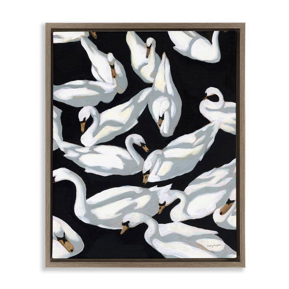 Overlapping Swans on Black by Haley Knighten Brown Floater Frame Animal Graphic Art Print 21 in. x 17 in. price history on PriceWatchPro