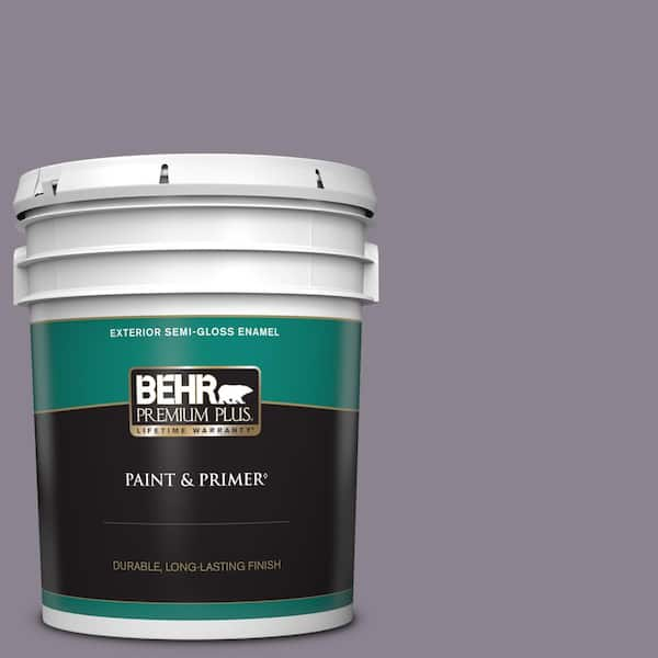 BEHR PREMIUM PLUS 5 gal. #670F-5 Gothic Amethyst Semi-Gloss Enamel Exterior Paint & Primer