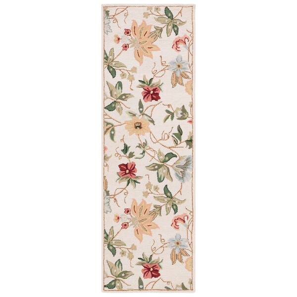 Chelsea 3 ft. x 14 ft. Ivory Floral Runner Rug