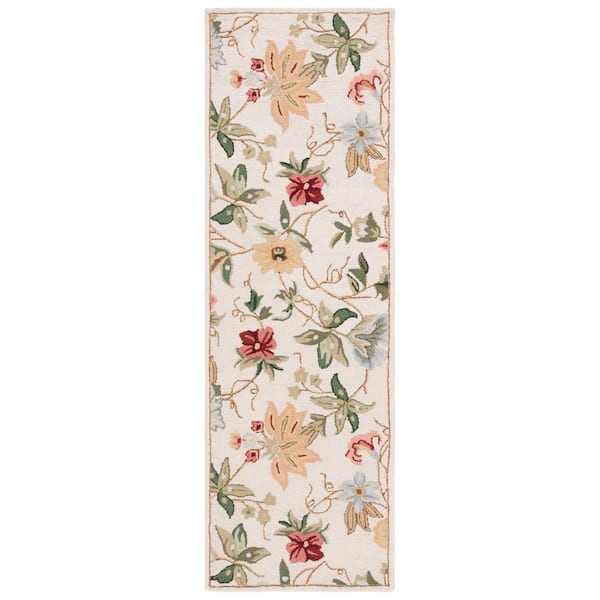 Chelsea 3 ft. x 20 ft. Ivory Floral Runner Rug