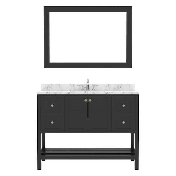 Virtu USA Winterfell 48 in. W x 22 in. D x 37 in. H Single Sink Bath Vanity in Espresso with Quartz Top and Mirror