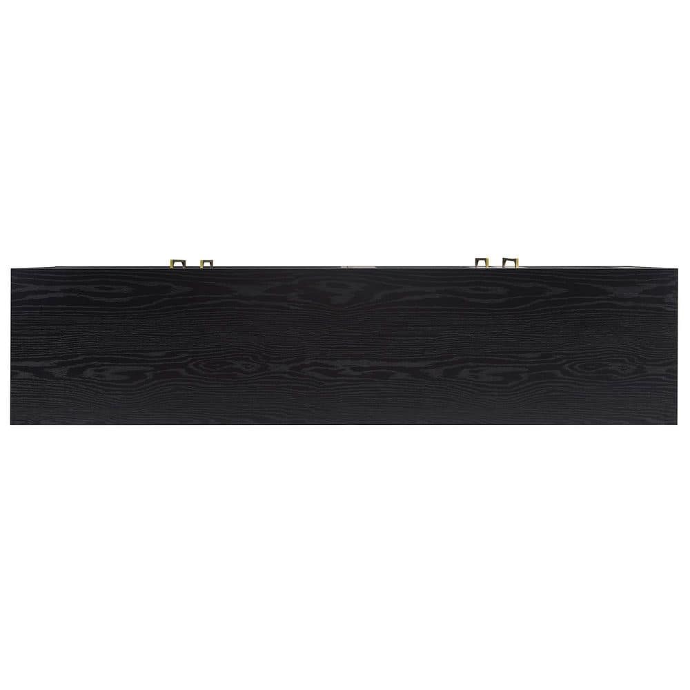 Tillman 68'' Black Grain Transitional TV Stand with Brass Hardware