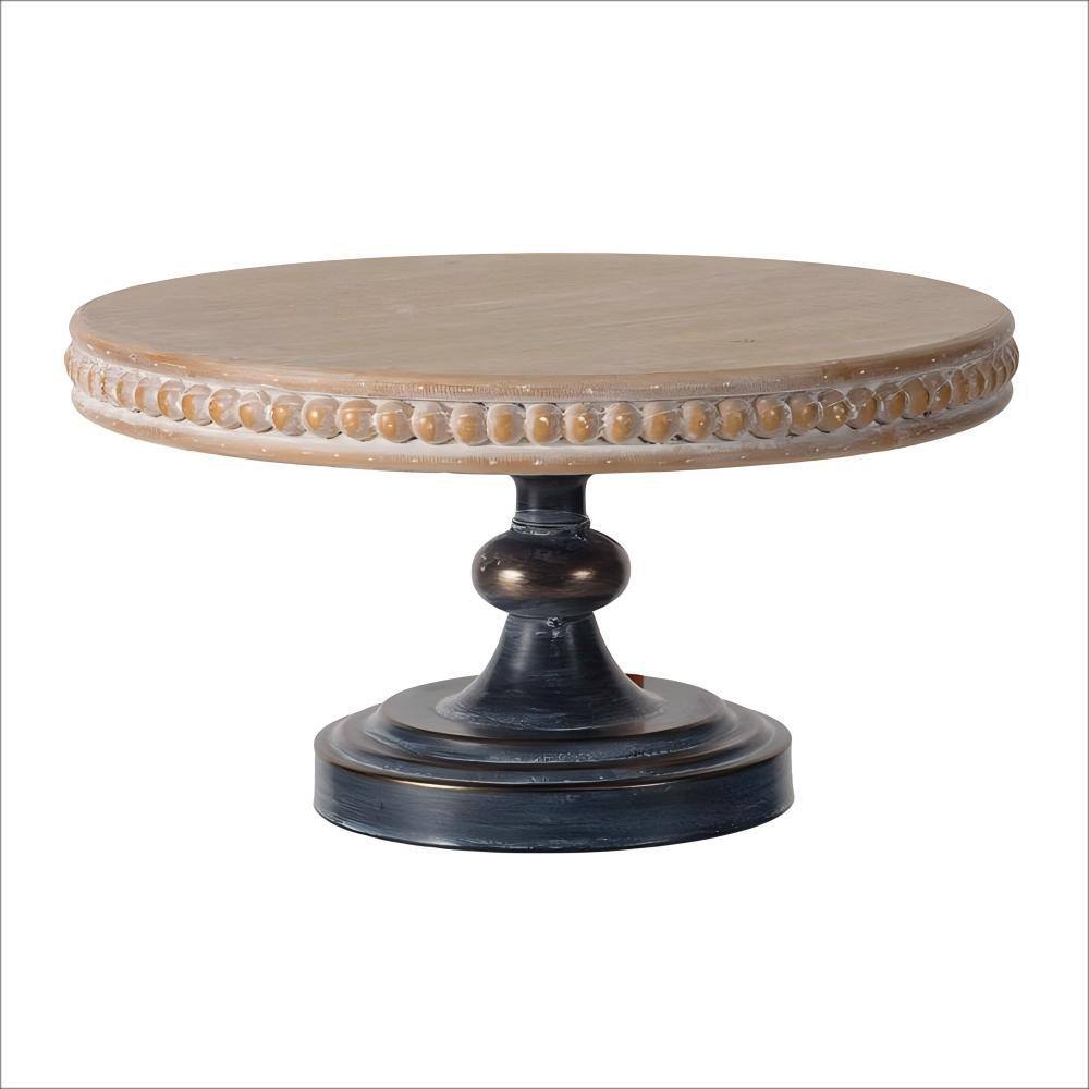 14 in. W x 7.3 in. H Black Brown Decorative Wooden Display Stand with Beade