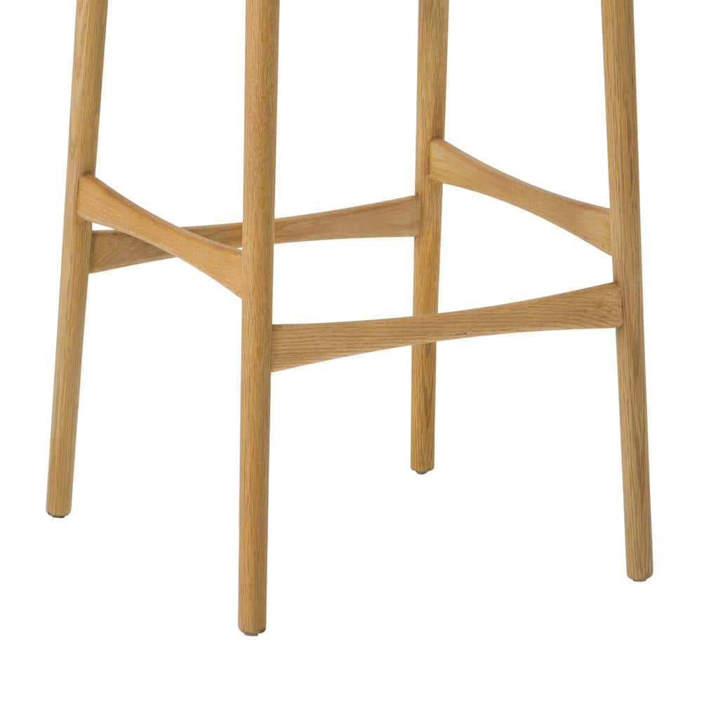 Erie Natural Oak Wood and Woven Paper Cord Counter Stool