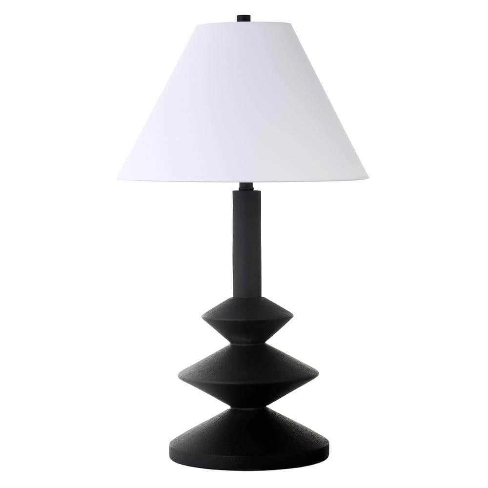 Abilene 28.13 in. Matte Black Triple Gourd Table Lamp with Fabric Shade price history on PriceWatchPro