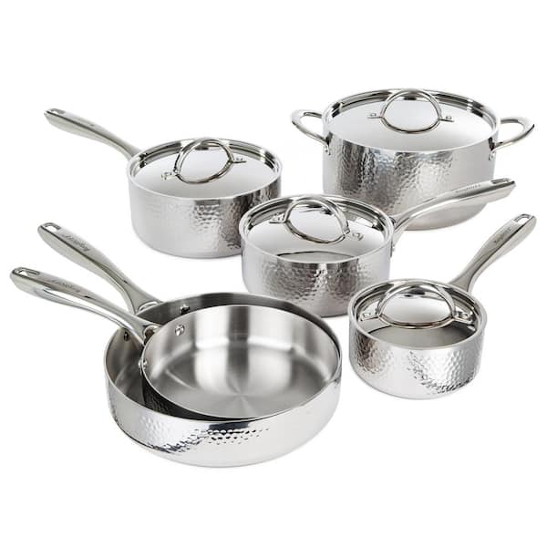 BergHOFF Hammered 10-Piece Tri-Ply 18/10 Stainless Steel Cookware Set