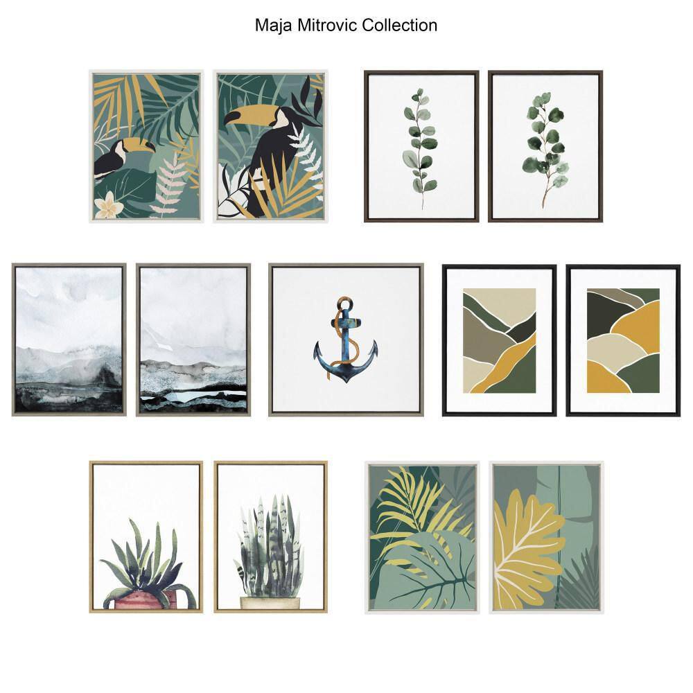 Sylvie Blue Layers Abstract Canvas Art Set with Gray Frame