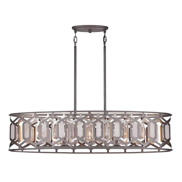 Minka Lavery Hexly 5-Light Bronze and Sultry Silver Island Chandelier for Dining Room with No Bulbs Included