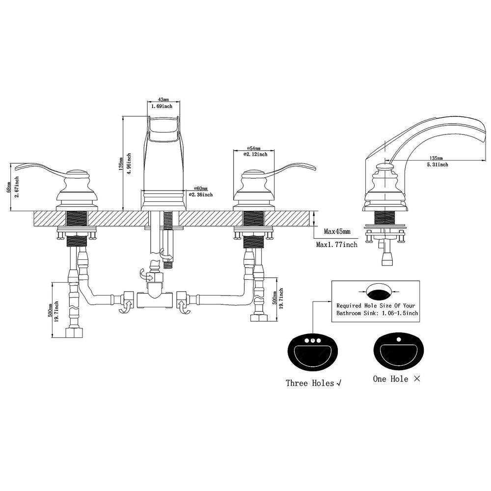Brushed Nickel 8-Inch Waterfall Widespread 2-Handle Bathroom Faucet