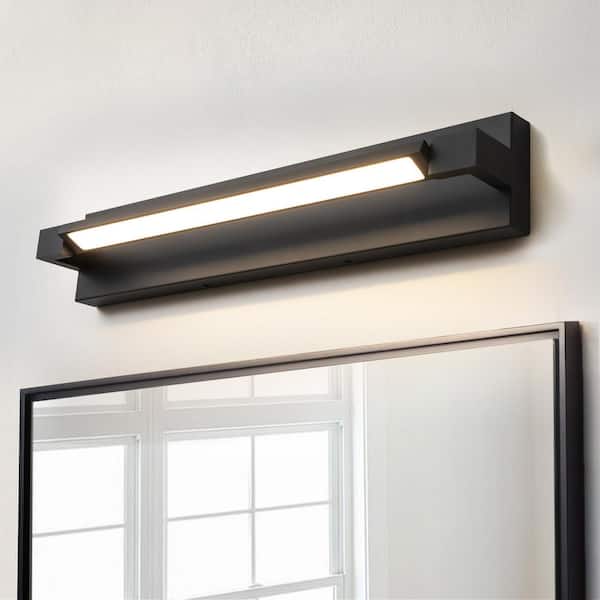 Veturia 23.6 in. 1-Light Modern Black Linear Rotatable Integrated LED Bathroom Vanity Light Over Mirror