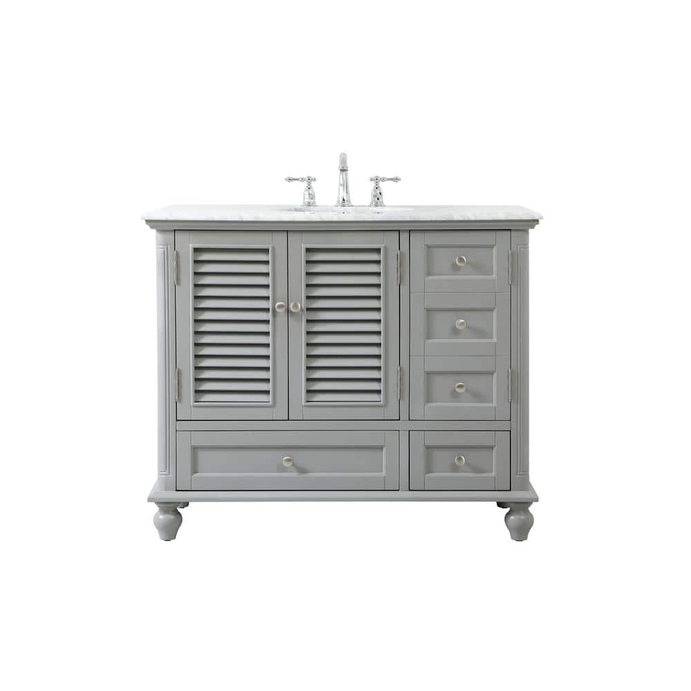 Simply Living 42 in. Single Bathroom Vanity in Grey with Marble Vanity Top 