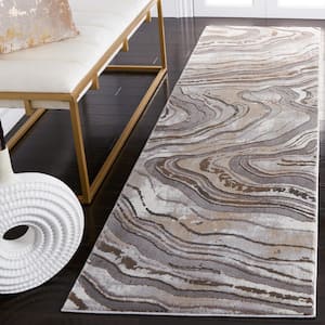 Craft Gray/Brown 2 ft. x 8 ft. Marbled Abstract Runner Rug