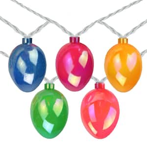 Set of 10 Clear Incandescent Light Pearl Multi-Colored Easter Egg Spring Holiday Lights with White Wire