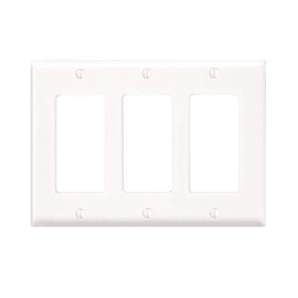 Leviton White 3-Gang Decorator/Rocker Wall Plate (1-Pack)
