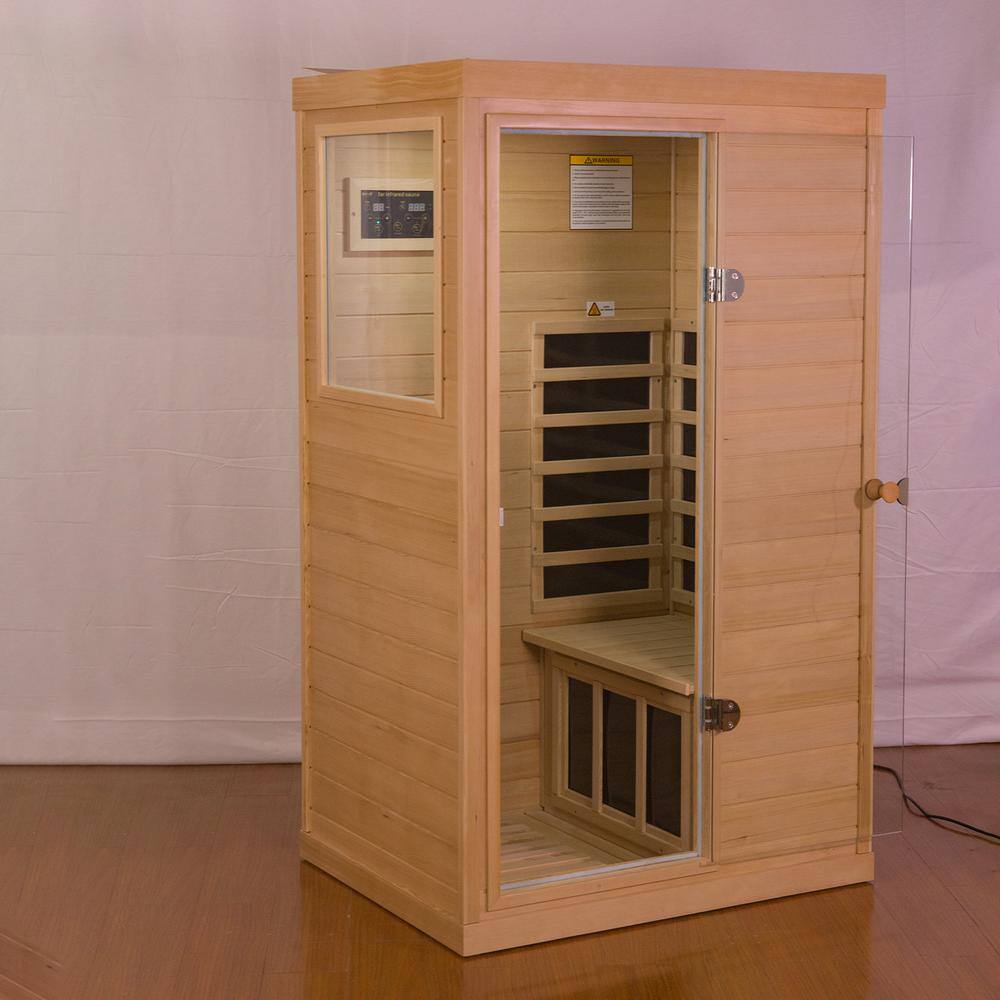 Single-Person Hemlock Wood Infrared Sauna with Carbon Heaters