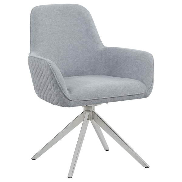 Coaster Abby Light Gray and Chrome Flare Arm Side Chair