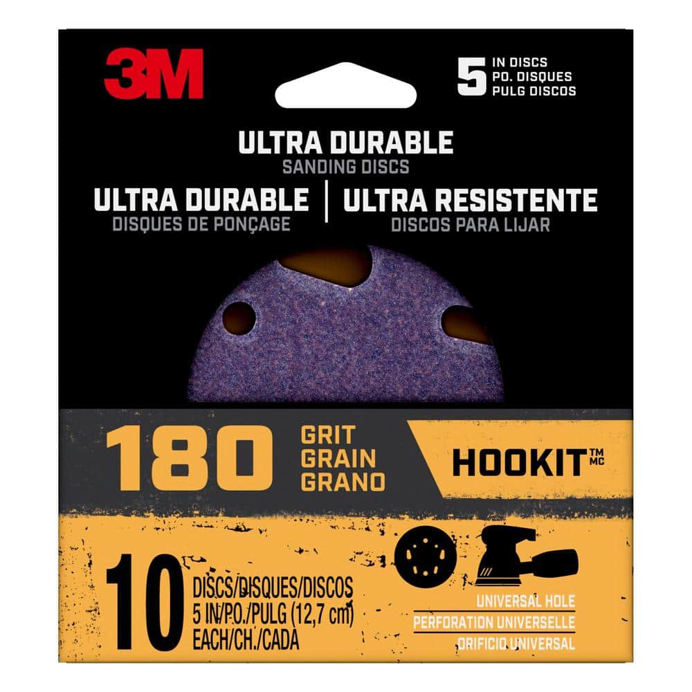 5 in. 180-Grit Ultra Durable Power Sanding Discs with Universal Hole (10-Di