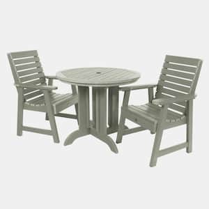 Weatherly Eucalyptus 3-Piece Recycled Plastic Round Outdoor Dining Set