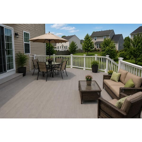 Outdoor Floor Grey Oak 6 ft Width x 12 ft Length 72 sq. ft. Vinyl Roll Flooring Simple to Install Made for Exterior Use