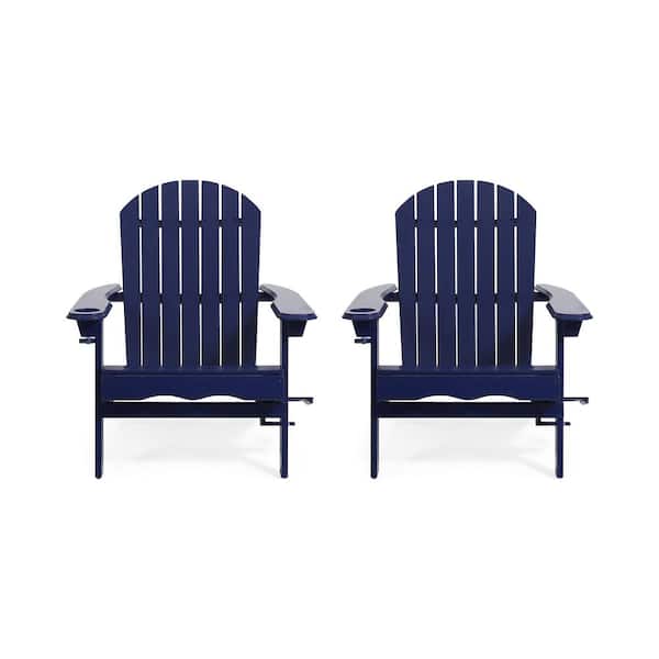Lissette Navy Blue Foldable Wood Outdoor Patio Adirondack Chair (2-Pack)