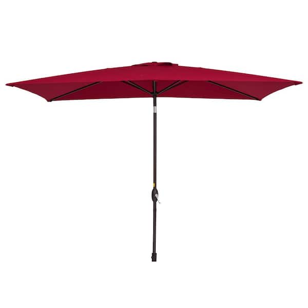 ANGELES HOME 6.5 ft. Steel Aluminum Market Tilt Patio Umbrella in Red