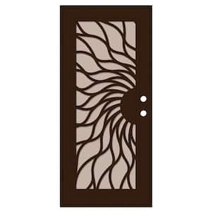 Sunfire 30 in. x 80 in. Right Hand/Outswing Copper Aluminum Security Door with Desert Sand Perforated Metal Screen