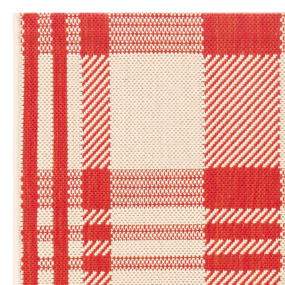 Courtyard Chic Red/Bone Rectangular Easy-Care Area Rug, 2'7" x 5'