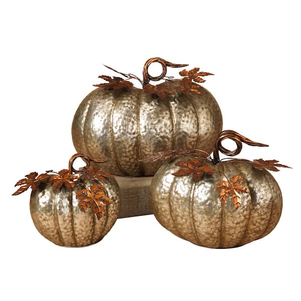 GERSON INTERNATIONAL 11.75 in. Harvest Tabletop Pumpkins (Set of 3)