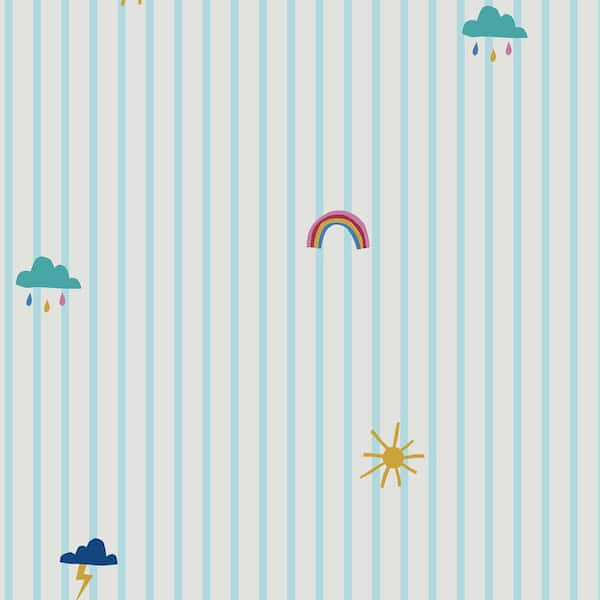 JOULES Whatever the Weather Icons Haze Blue Matte Non Woven Removable Paste the Wall Wallpaper